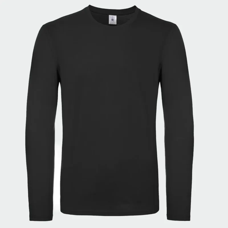 Majica z dolgimi rokavi iz kolekcije B&C #E150 LSL, črna barva, velikost 3XL