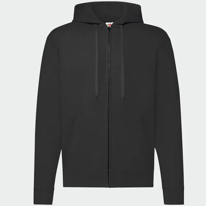 Majica z zadrgo Fruit of the Loom FOL CLASSIC, črna barva, velikost 4XL