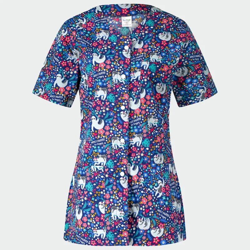 Operacijska bluzka Bwell CARINA z motivom lenivcev, velikost 3XL