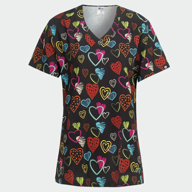 Operacijska bluzka Bwell ISABELLA z motivom »Colour Love«, velikost 2XL