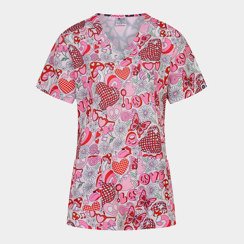 Operacijska bluzka Bwell ISABELLA z motivom »Disco Love«, velikost 3XL