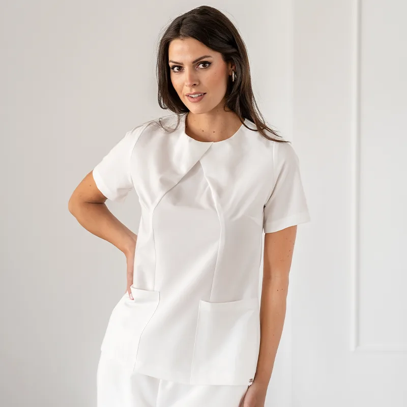 Bwell Atelier VICTORIA bluzica za zdravstveno osebje, bela barva, velikost XL