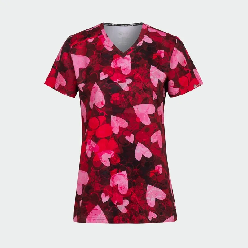 Operacijska bluzka Bwell MELINA z motivom Galaxy Hearts, velikost 2XL
