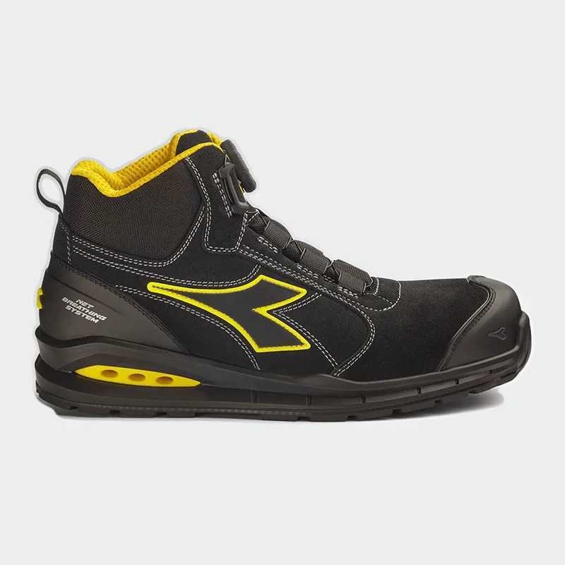 Športni čevlji z zaščitno kapico za prste Diadora RUN NET AIRBOX MASTER BOA MID S3S, črni