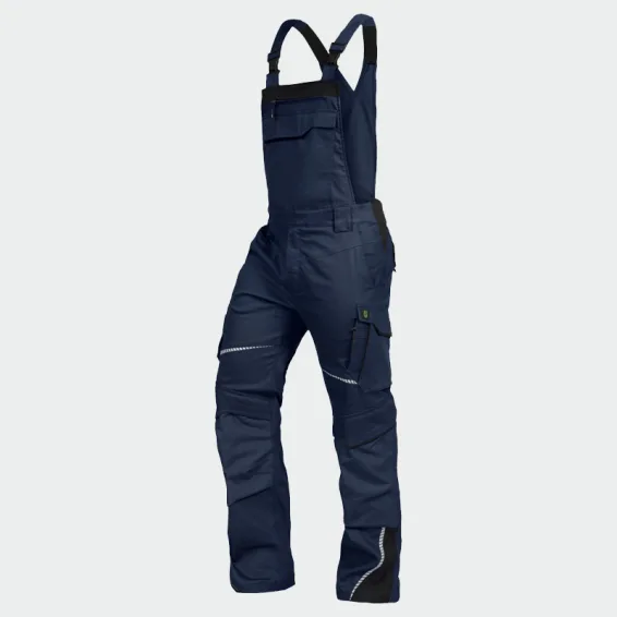Poletne delovne hlače z naramnicami Leibwächter FLEXL, barva Navy