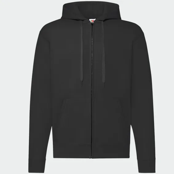 Majica z zadrgo Fruit of the Loom FOL CLASSIC, črna barva