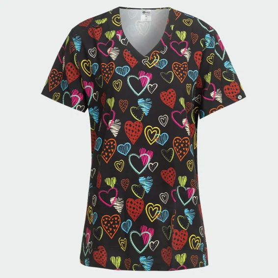 Operacijska bluzka Bwell ISABELLA z motivom »Colour Love«, velikost 2XL