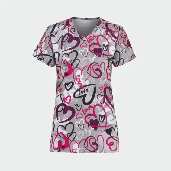 Majica za v službo Bwell MELINA z motivom »Painted Hearts«