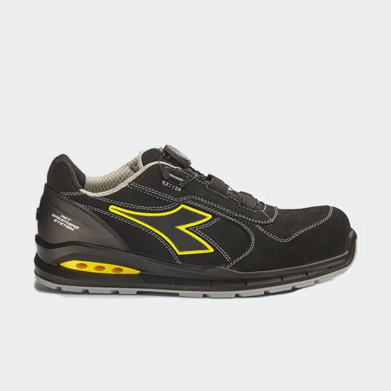 Nizki delovni čevlji s kapico za prste Diadora RUN NET AIRBOX BOA LOW S3S, črna barva, velikost 38