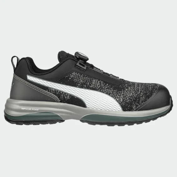 Nizki delovni čevlji s kapico za prste Puma CHARGE DISC LOW S1P, črna barva, velikost 37