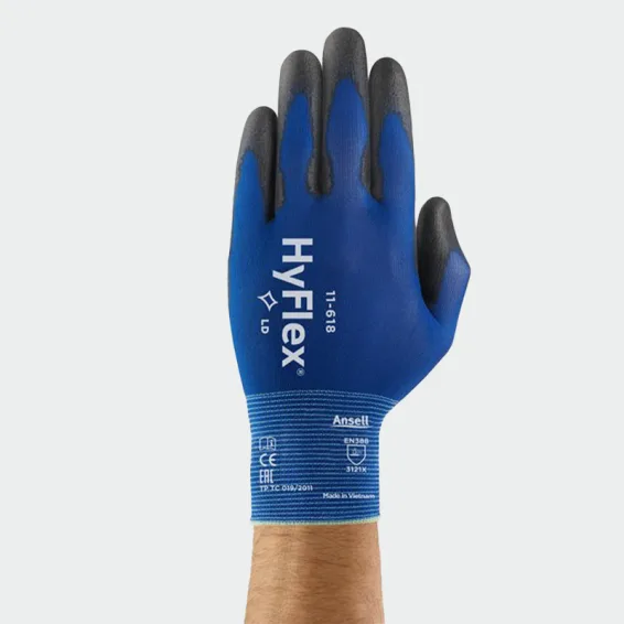 Polyurethane gloves Ansell HyFlex 11-618  Navy color