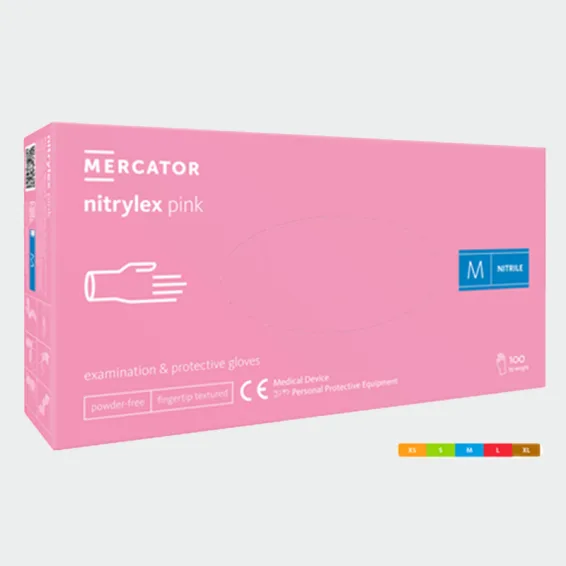 Nitrilne rokavice za enkratno uporabo MERCATOR NITRYLEX, roza barva, velikost XL