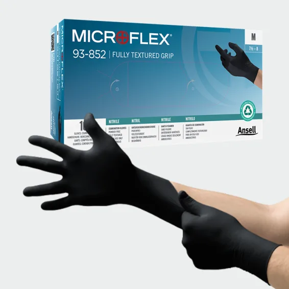 Nitrilne rokavice Ansell Microflex 93-852, črne barve