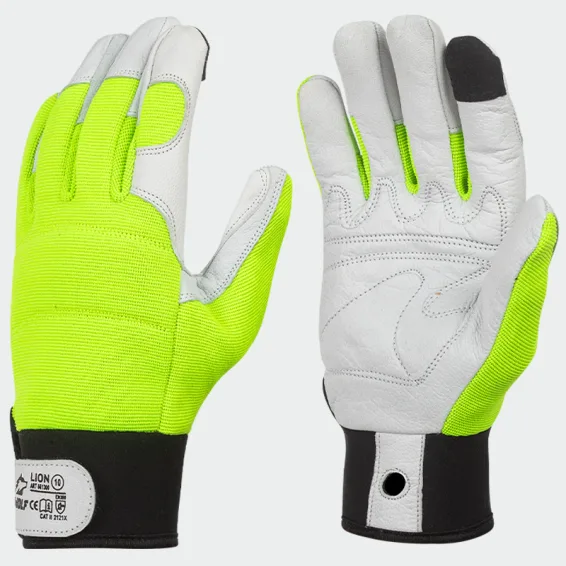Leather work gloves BWOLF LION LAB  Green color, size 10