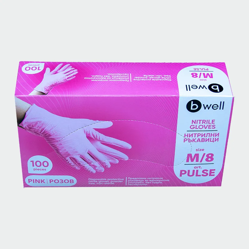 Nitrilne rokavice Bwell PULSE, roza barva