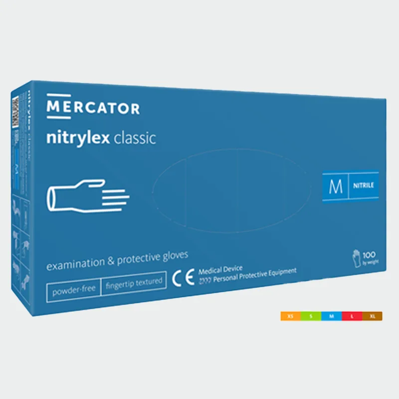 Nitrilne rokavice za enkratno uporabo MERCATOR NITRYLEX, modre barve