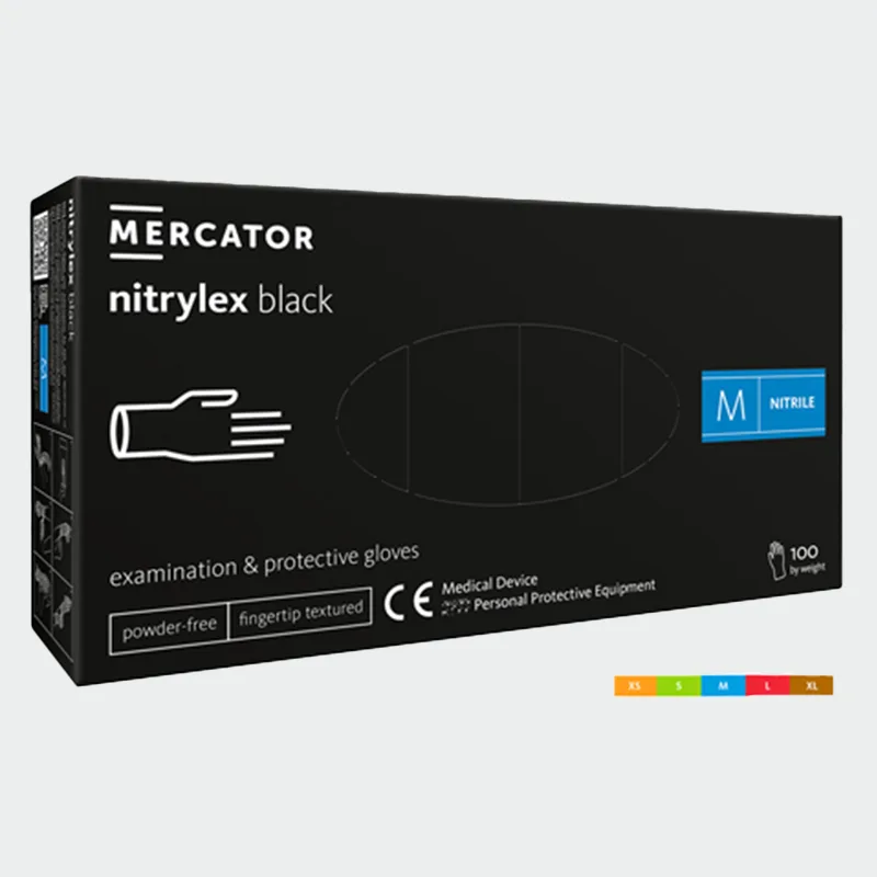 Nitrilne rokavice za enkratno uporabo MERCATOR NITRYLEX, črne barve