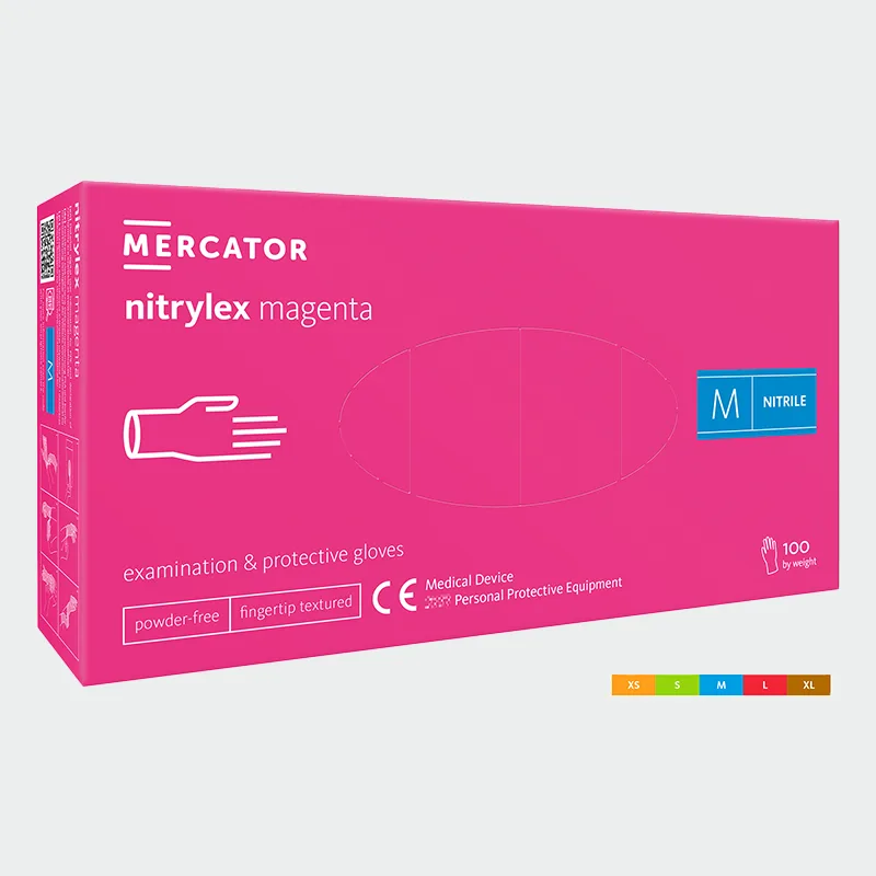 Nitrilne rokavice za enkratno uporabo MERCATOR NITRYLEX, barva magenta