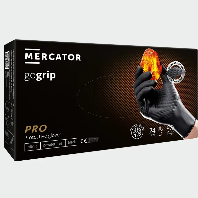 Nitrilne rokavice za enkratno uporabo MERCATOR GOGRIP B, črne barve