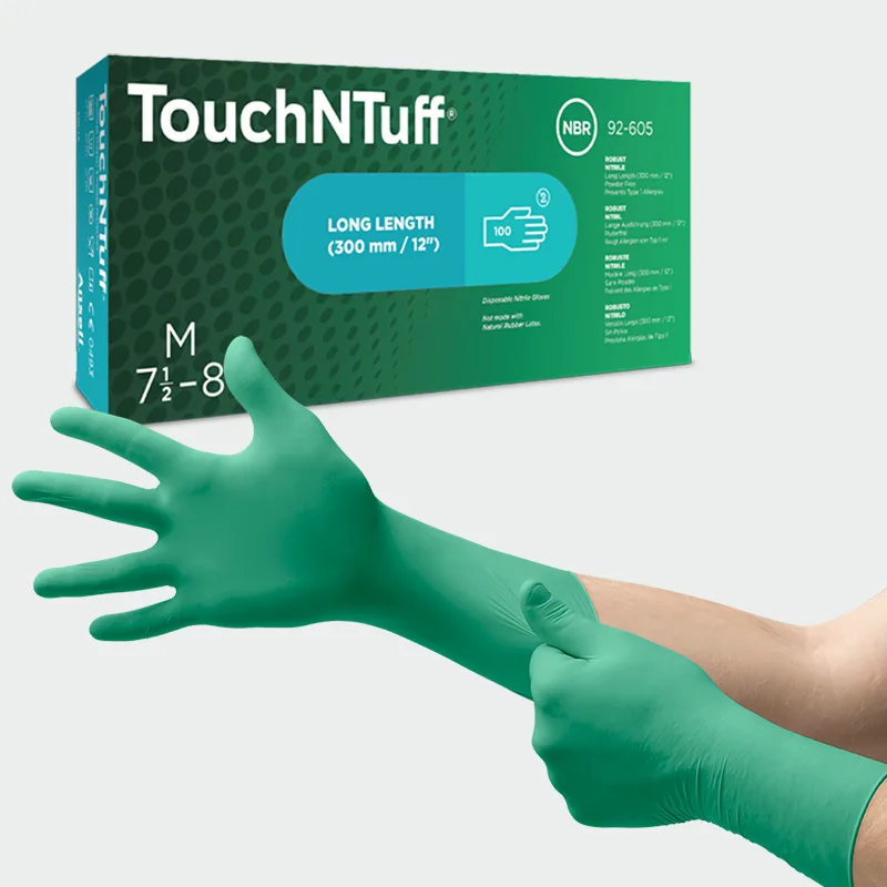 Nitrilne rokavice Ansell TouchNTuff® 92-605, zelene barve