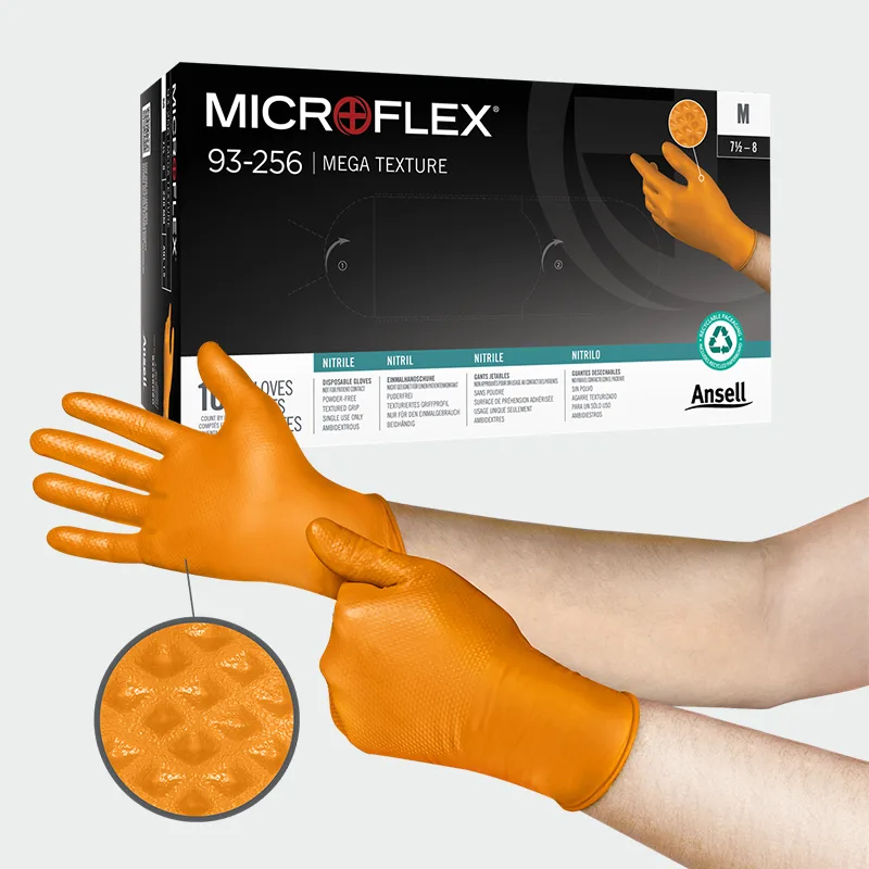 Nitrilne rokavice Ansell Microflex 93-256, oranžne barve