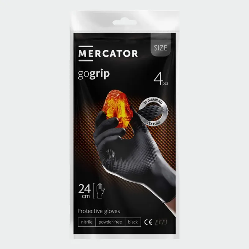 Nitrilne rokavice za enkratno uporabo MERCATOR GOGRIP B A4, črne barve