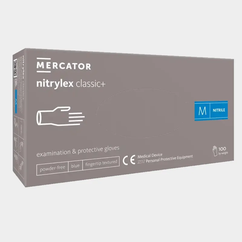 Nitrilne rokavice za enkratno uporabo MERCATOR NITRYLEX CLASSIC+  Modra barva