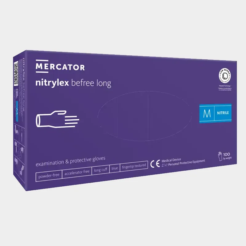 Nitrilne rokavice za enkratno uporabo MERCATOR NITRYLEX BEFREE LONG, barva: temno modra