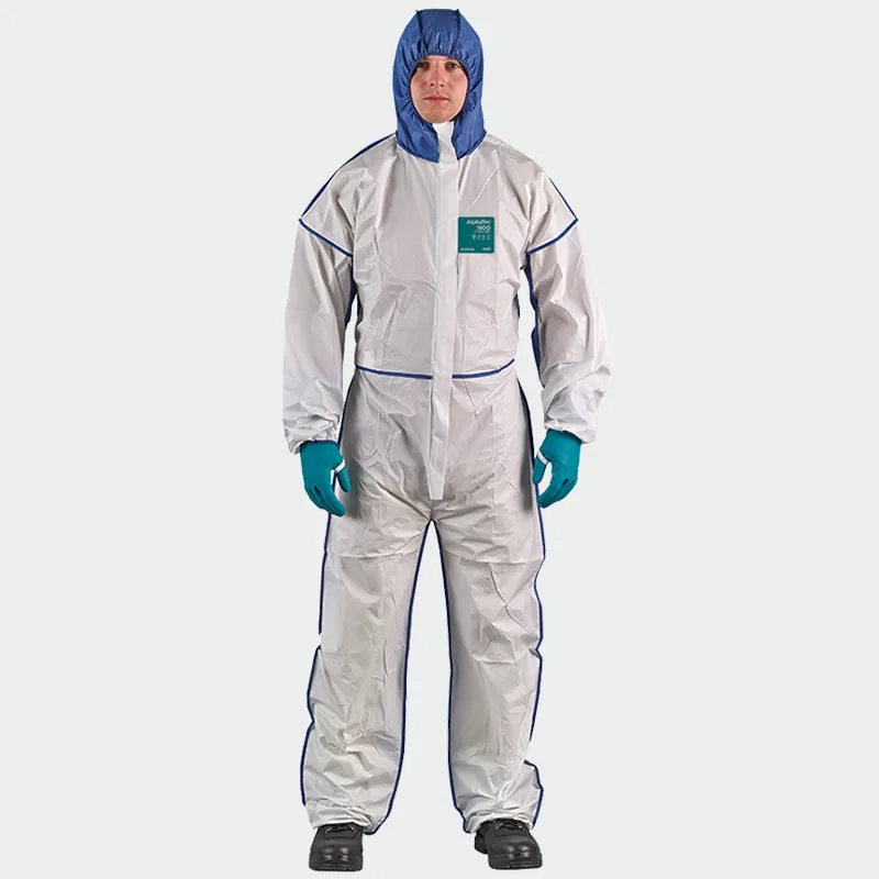 Enkratna celotna zaščitna obleka Ansell AlphaTec® 1800 COMFORT Bound – model 195, bela barva, velikost 3XL